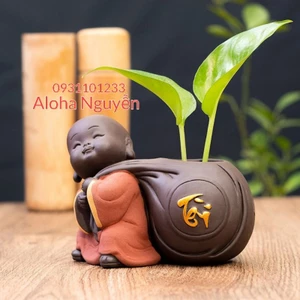Tượng Chú Tiểu Chữ Tài | Tượng Trang Trí Để Bàn | Decor Phòng Khách, Văn Phòng, Kệ Sách