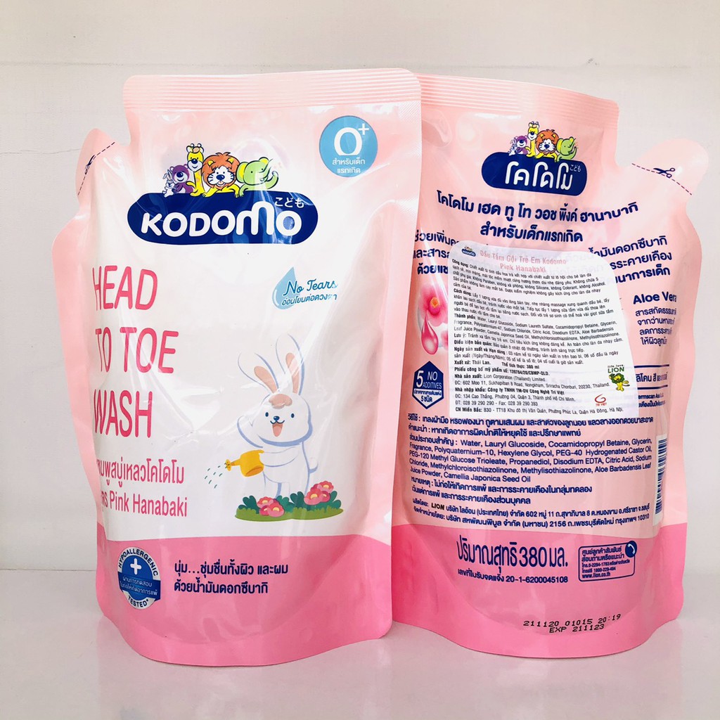 Ảnh Dầu tắm gội trẻ em Head to toe Pink hanabaki 380ml 2
