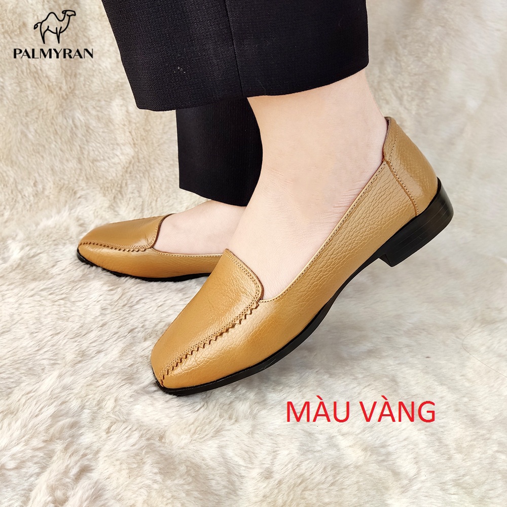 Giày nữ da bò thật mõm vuông palmryan ST29 Bảo Hành 1 năm