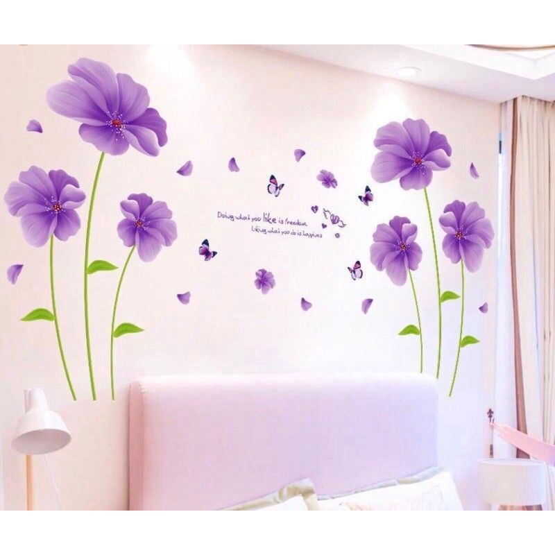 Decal dán tường hoa tím, trang trí phòng khách, phòng ngủ | Shopee ...