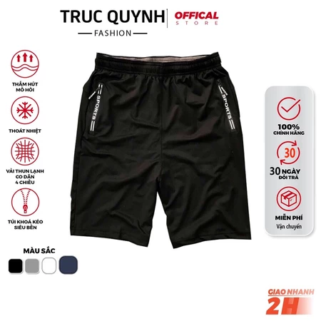 Quần đùi thể thao nam chất vải thun lạnh có 2 túi khóa kéo vải cực kỳ dày dặn và co giãn 4 chiều-QSTT012
