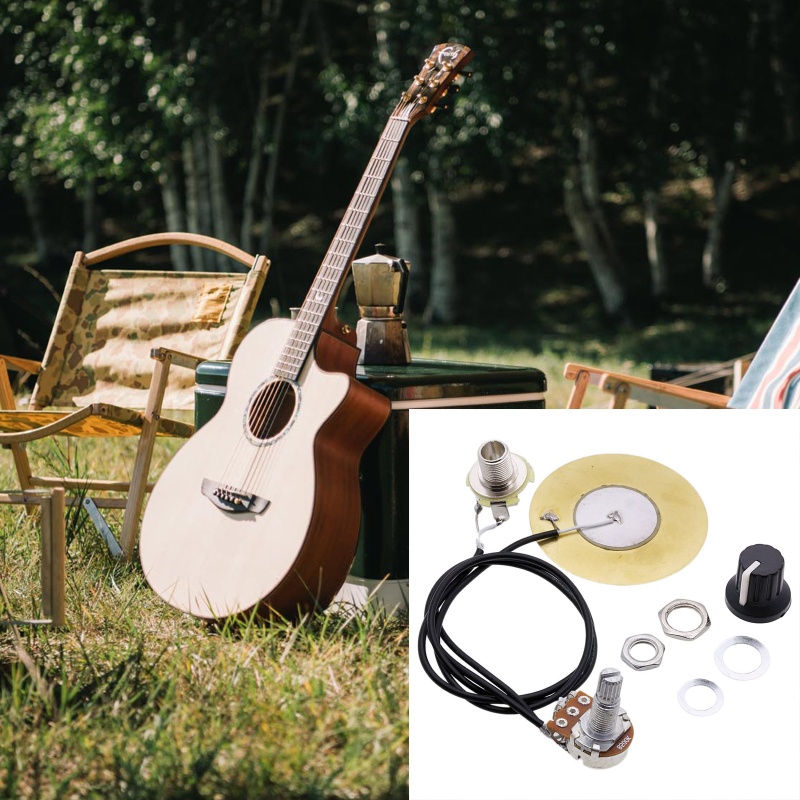 Fol Acoustic Guitar Pickup với 6 35mm Đầu ra Jack Guitar Equalizer Piezo Pickup Preamp Amplifier Tuner Thay thế