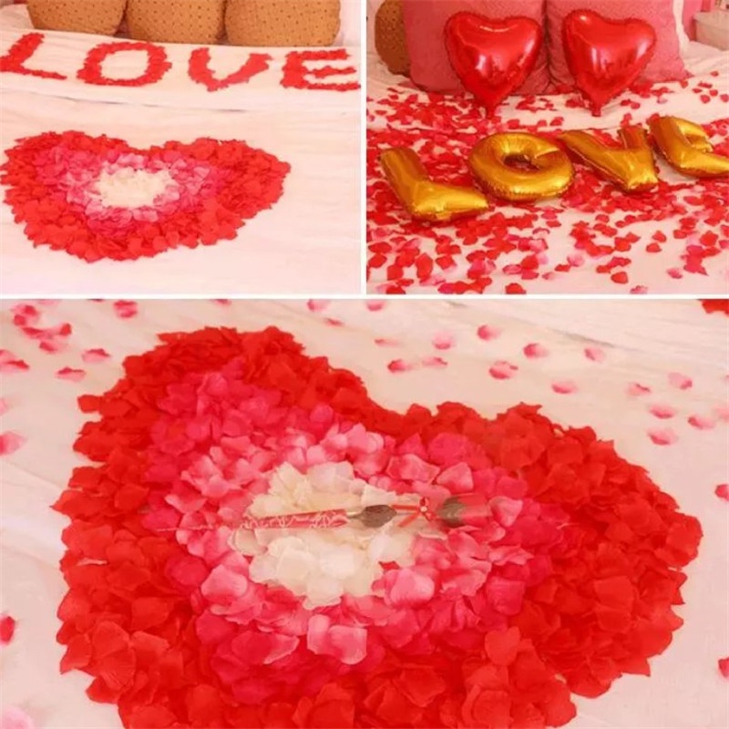 Set 100 cánh hoa hồng giả dùng trang trí đám cưới phòng cưới cầu hôn - K20