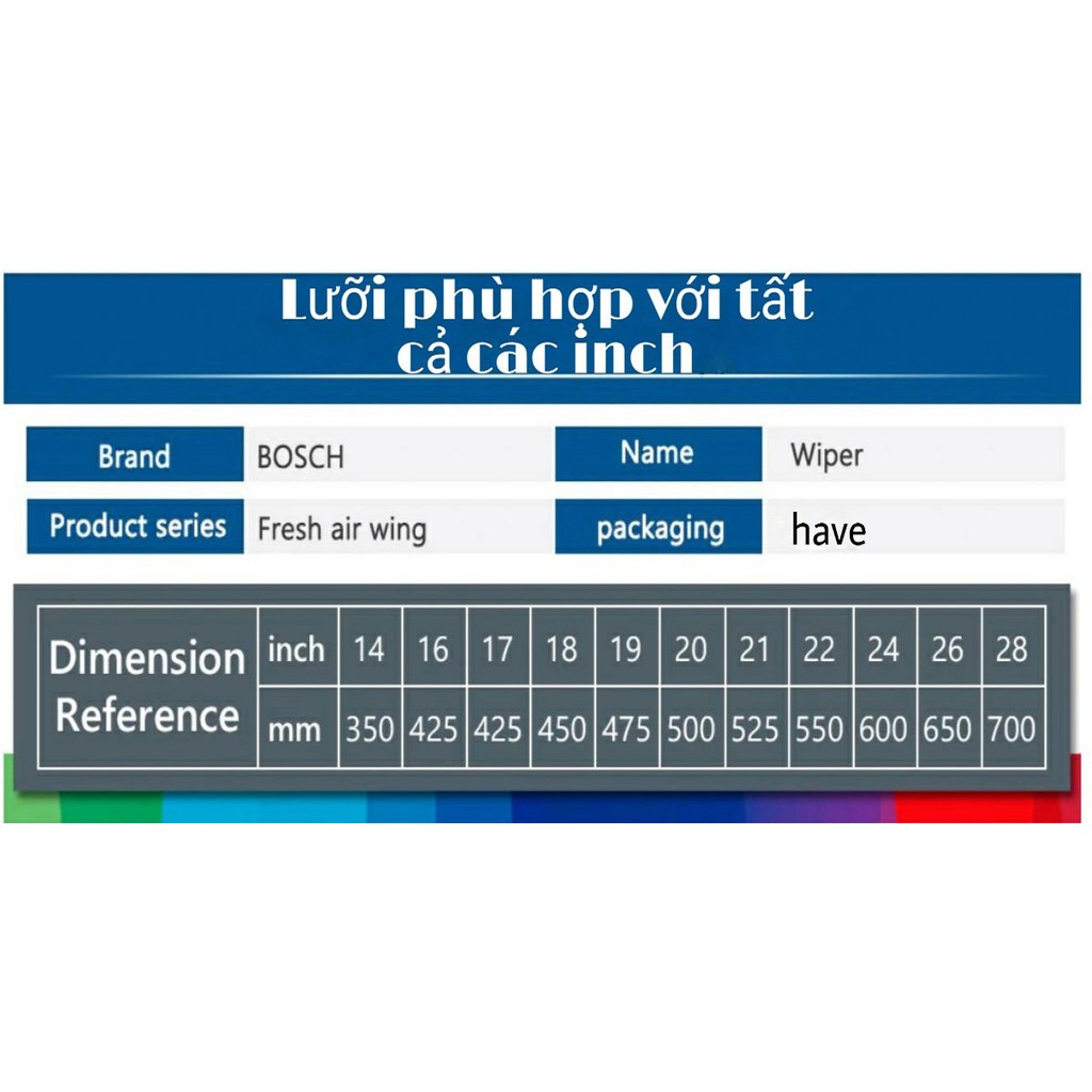Lưỡi Gạt Mưa Ô tô Silicone BOSCH 70cm(28inch) Lá Lúa Gạt Kính Ô TÔ Không Đầu Chốt 6mm Lưỡi Gạt Sau Ô Tô BIG B STORE | BigBuy360 - bigbuy360.vn