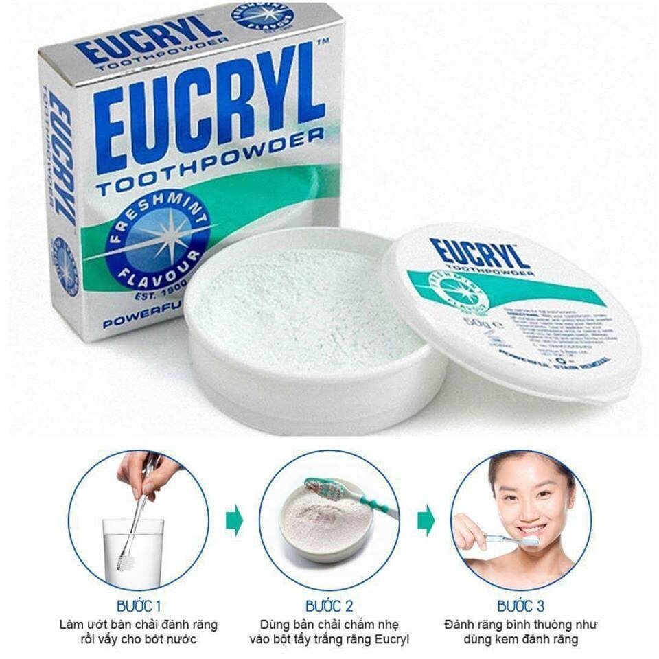 Kem đánh răng Eucryl 62g + Bột tẩy trắng răng Eucryl 50g