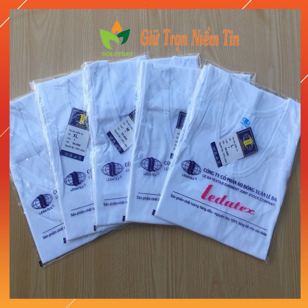 Áo lót trắng nam cộc tay Cotton đông xuân cao cấp LEDDATEX kiểu bộ đội mặc trong sơ mi LOTNAM