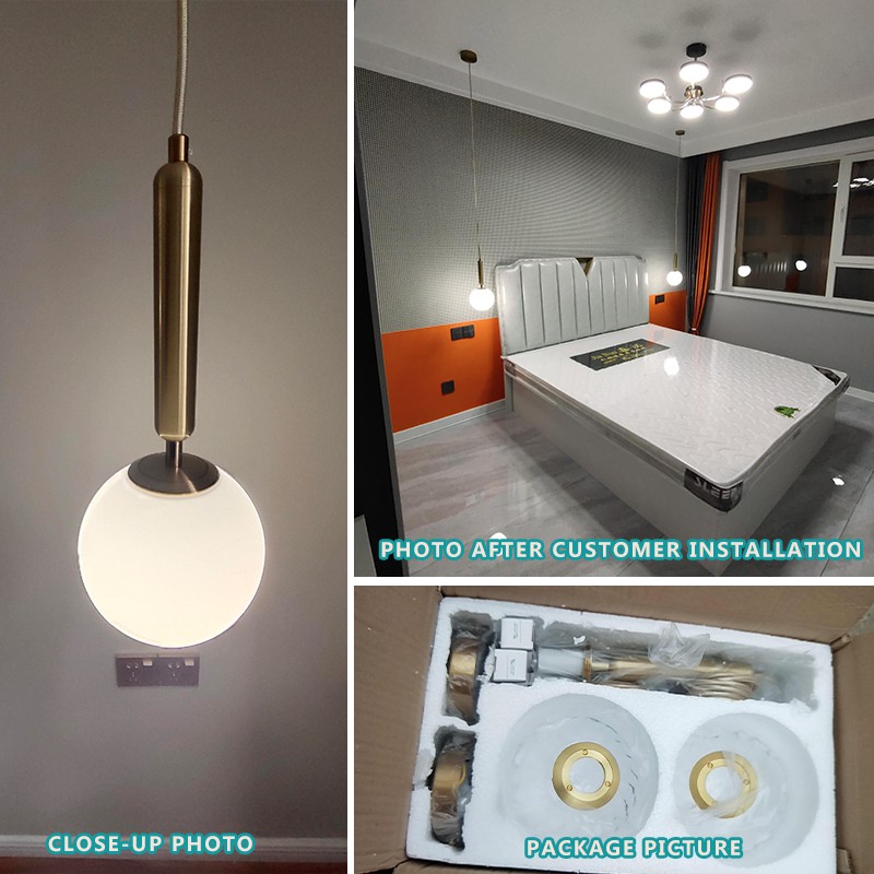 Đèn chùm phòng ngủ thủy tinh phong cách Bắc Âu Đèn trần hiện đại LED Đèn bàn ăn, đèn treo thanh nhà hàng