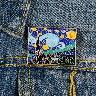 Ghim Cài Áo Họa Tiết Tranh Sơn Dầu Vincent Van Gogh Thời Trang