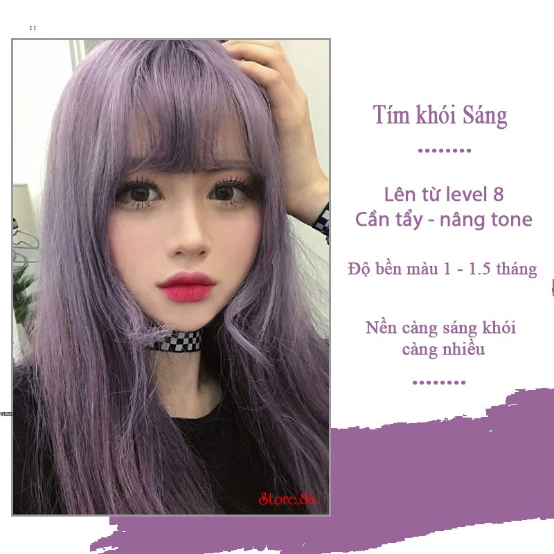 Thuốc nhuộm tóc màu TÍM KHÓI SÁNG 100ml màu nhuộm lên chuẩn màu