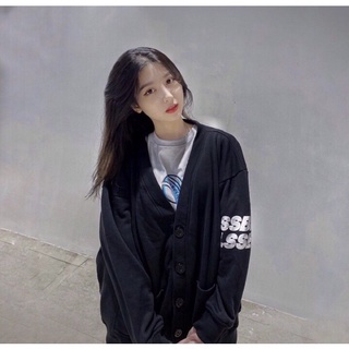 Áo Khoác Cardigan Xám Đen SBLS Nam Nữ Cúc Cài Dáng Rộng