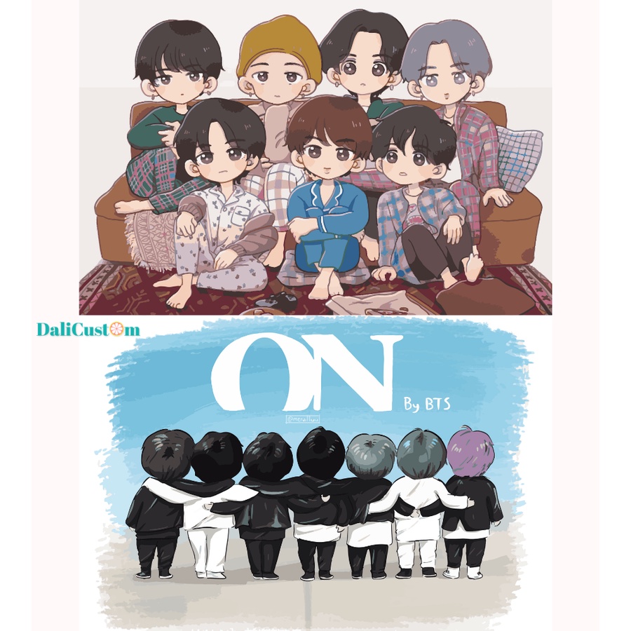 Tranh Tô Màu Số Hóa Bts Chibi Fanart Khung 30X40 24-30 Màu | Shopee Việt Nam