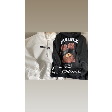 Áo Hoodie Nỉ Bông Gấu Ngược Mikenbearr Mũ Hai Lớp Rộng Dày Dặn Kiểu Dáng Ulzzang Phong Cách Hàn Quốc