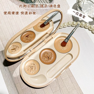 Bảng Kem Che Khuyết Điểm NOVO 3 Màu Kháng Nước Kèm Cọ Trang Điểm