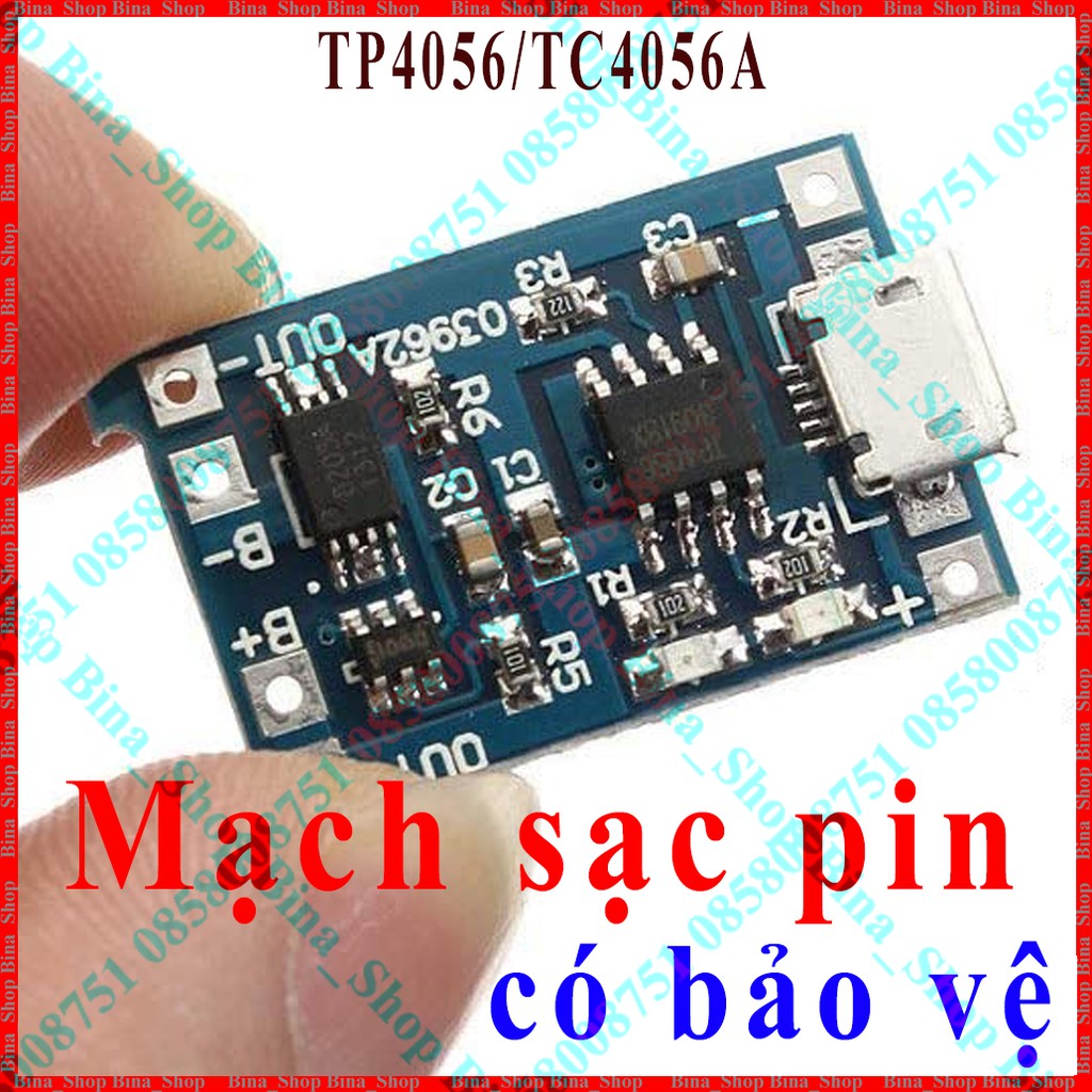 Mạch sạc pin 18650 có bảo vệ IC TP4056 / TC4056A / 4056 | Shopee Việt Nam