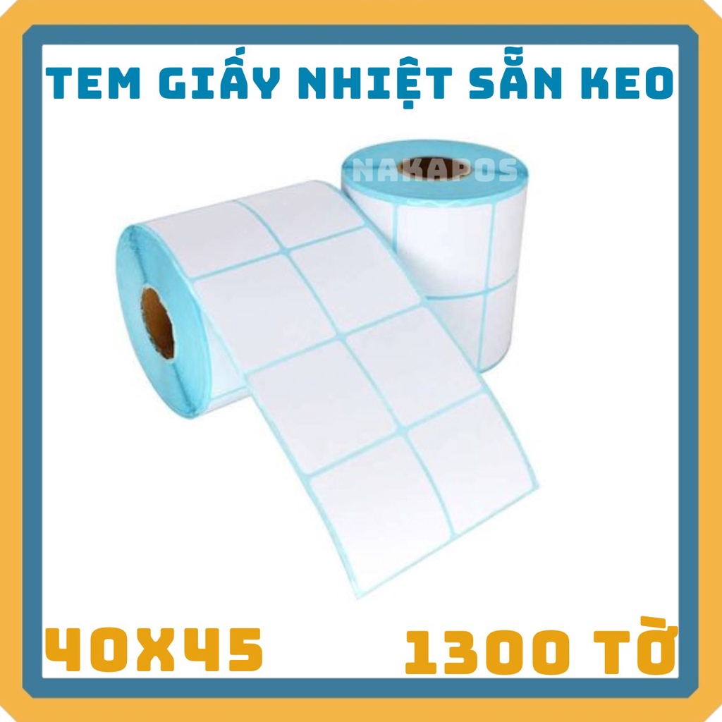Giấy in Mã Vạch 40x45 loại 2 tem mỗi hàng (cuộn 30 mét) - 2 Tem nhiệt