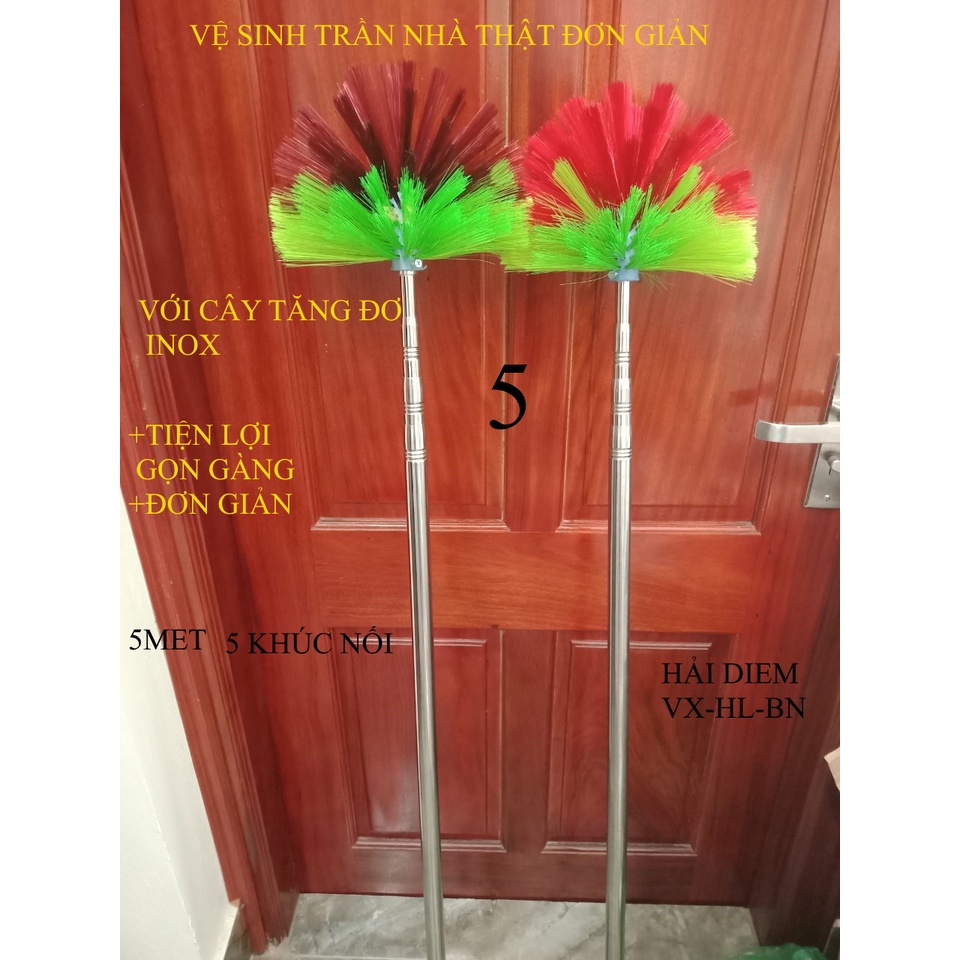 (Chổi 5m)Chổi quét mạng nhện cây sào rút inox đa năng vệ sinh trần nhà ...