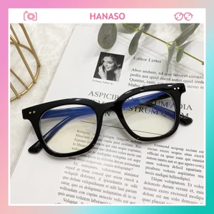 Kính mắt nam nữ chữ V phong cách Hàn Quốc mắt kính không độ chống ánh sáng xanh gọng bền đẹp thay được cận HANASO 050