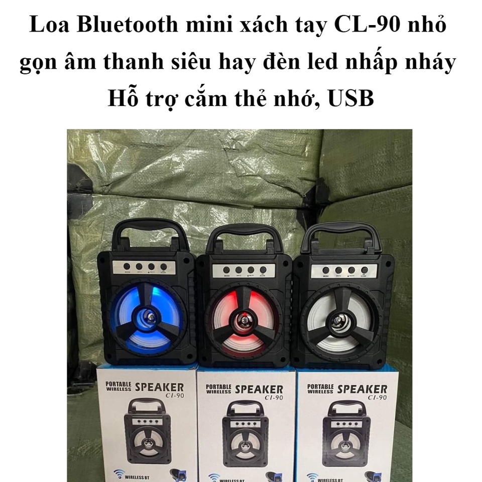 Loa Bluetooth Mini CL 90 Có Đèn Led Nháy Theo Nhạc, Loa Bluetooth Mini Nhỏ Gọn, Siêu Bass HOT