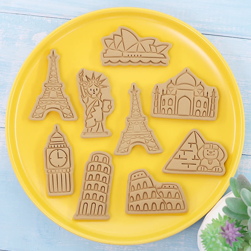 Set 8 Khuôn Cắt Bánh Quy Tạo Hình Tòa Tháp 3D