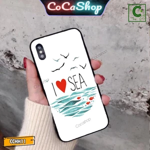 Ốp iphone mặt kính cường lực - Những chú cá hoạt hình đáng yêu ngoài biển khơi - 6/6plus/6s/6splus/7/7plus/8/8plus/x/xr