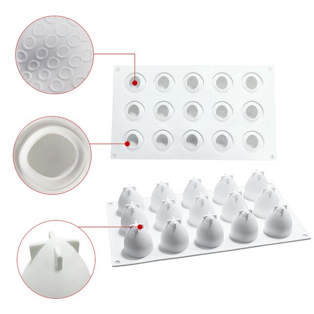 Khuôn Silicone 15 Ngăn Làm Bánh Hình Quả Dâu Tây Xinh Xắn