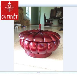 (NEW) KHAY ĐỰNG BÁNH MỨT KẸO CAO CẤP GỖ HƯƠNG NGUYÊN KHỔI QUẢ BÍ CÓ ĐẾ XOAY - SIZE TO ( ẢNH THẬT 100%)