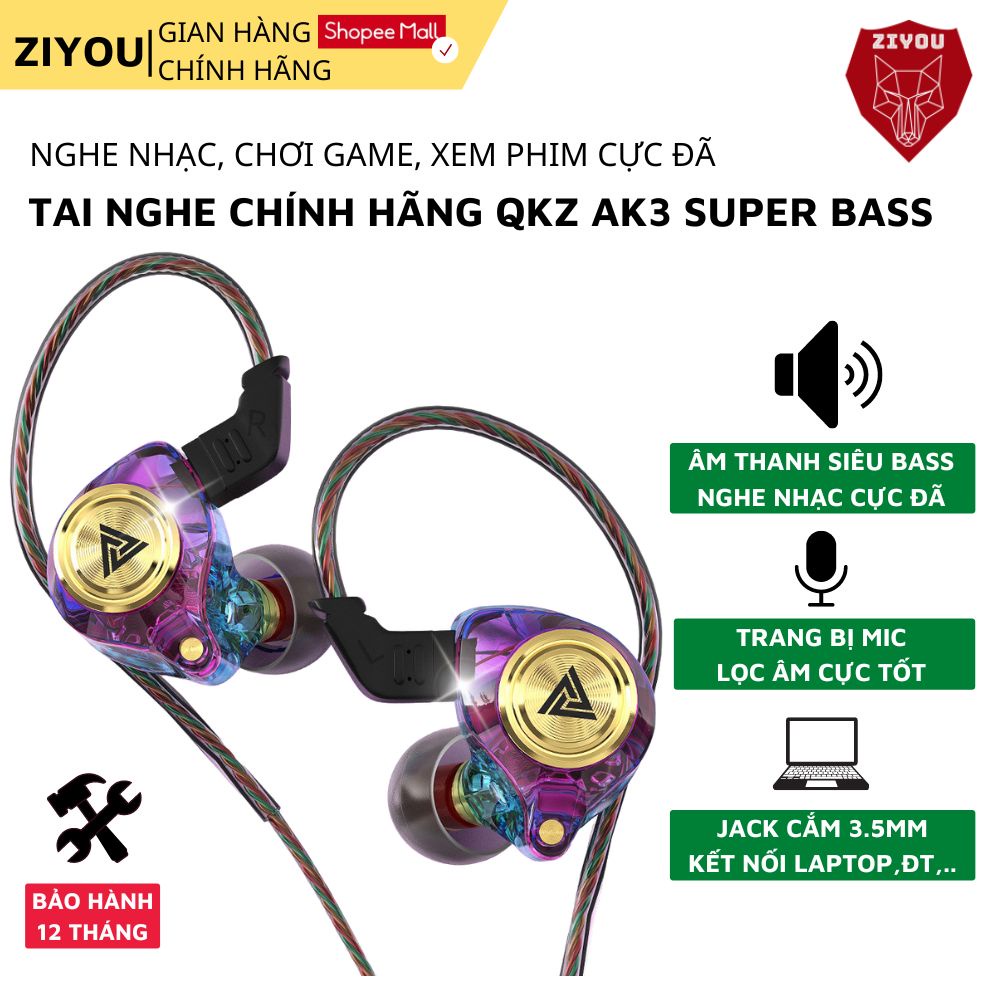 Mô tả Tai Nghe Gaming Ziyou QKZ AK3 Có Mic Cho Điện Thoại, Chuyên Nghe Nhạc, Chơi Game Âm Thanh Sống Động - Hàng Chính Hãng - 1
