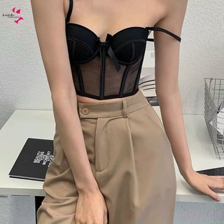 Áo Corset có gọng dẻo phối lưới sexy,quả mút mỏng kiểu dáng basic gợi cảm Phương Linh Underwear