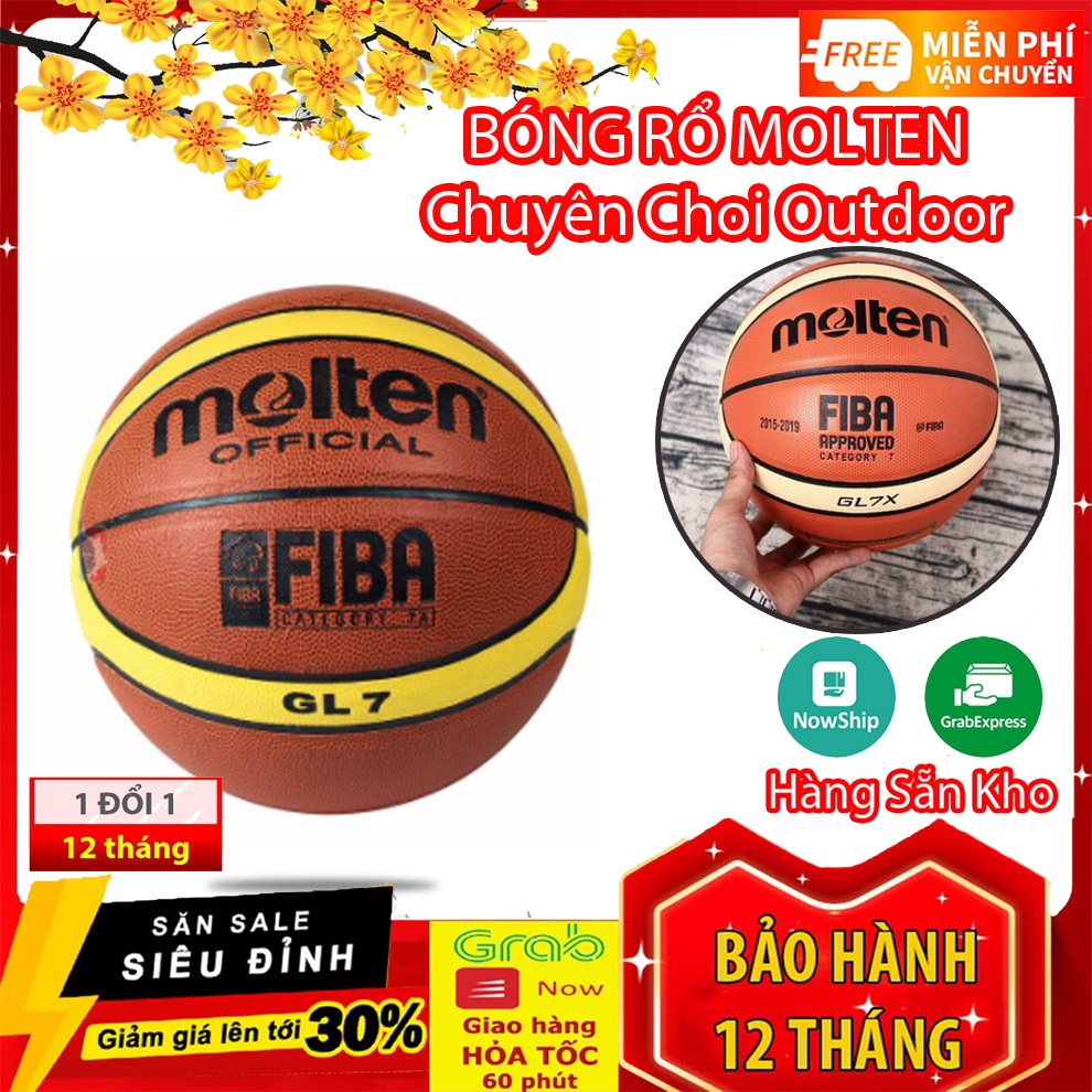 Bóng rổ da Molten GG7X + Tặng Kim bơm và Túi lưới đựng bóng SIÊU HOT