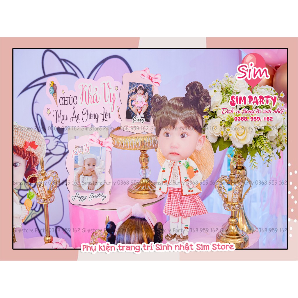 Combo hình chibi, bảng tên, cây welcome, cây số tuổi trang trí ...