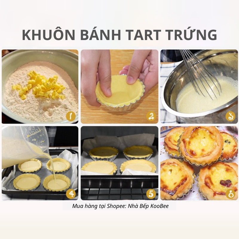 Combo 10 Khuôn Làm Bánh Tart Trứng, Bánh Bò, Bánh Khọt, Hàu Nướng – Dẫn Nhiệt Tốt, Dễ Vệ Sinh, Tái Sử Dụng | PKB17