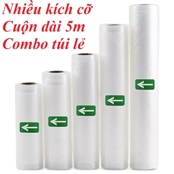 ❤️FREESHIP❤️túi hút chân không một mặt nhám nhiều kích thước - cuộn dài 5m hoặc combo túi lẻ