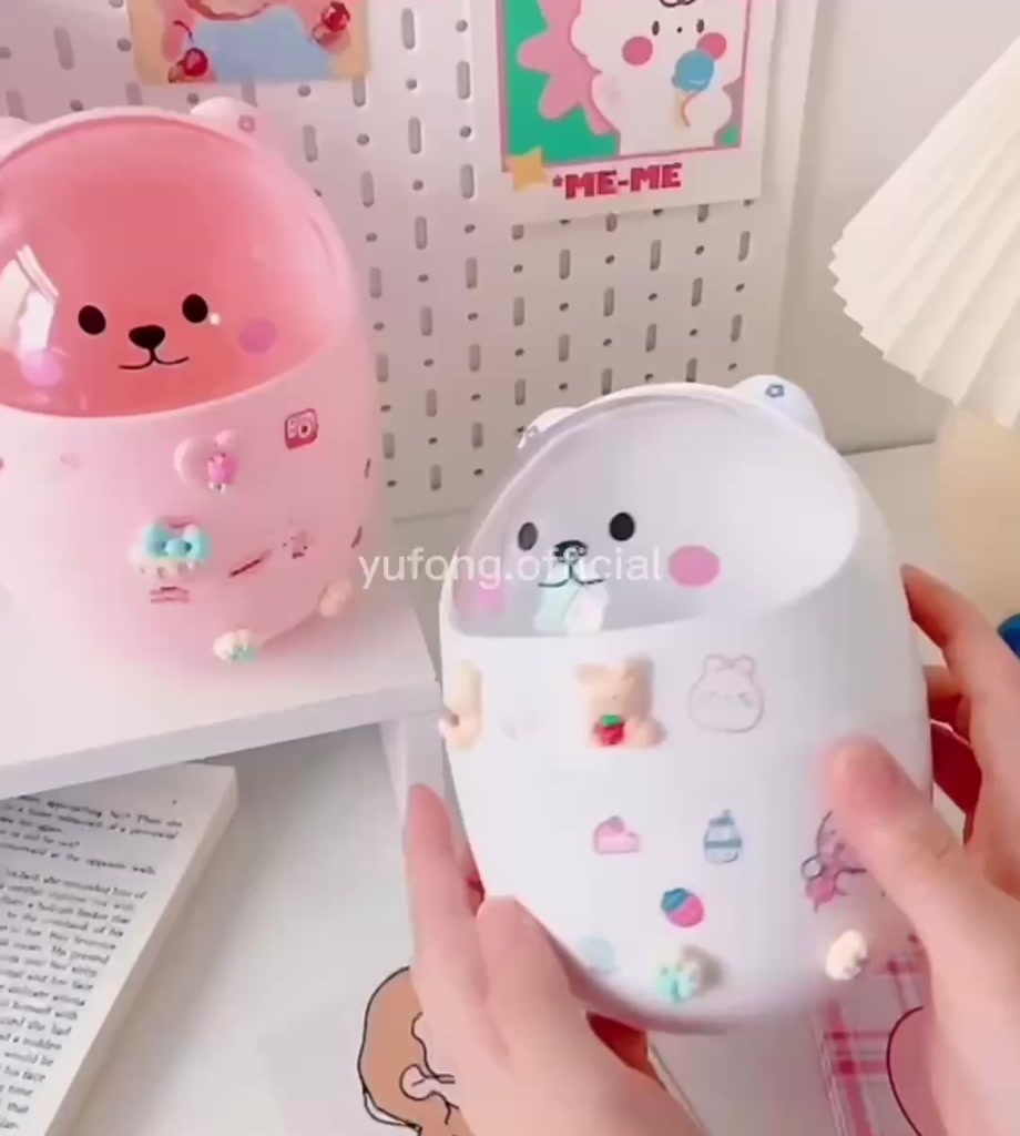 Thùng rác mini để bàn hình thú có nắp đậy nhỏ gọn xinh xắn, Sọt rác ...
