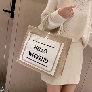 Túi cói Hello cầm tay đeo vai thời trang đi du lịch đi chơi . Túi cói đựng siu nhiều đồ tiện lợi