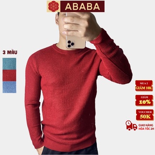 Áo len nam cổ Tròn ABABA form rộng, sweater nam Hàn Quốc Cao Cấp len lông cừu Trơn đẹp-tronthungAK