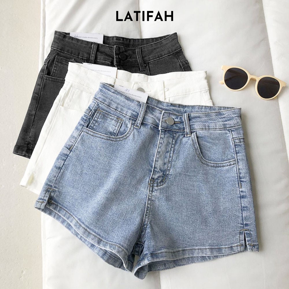 Quần short jean nữ co giãn LATIFAH xẻ lai QS003 phong cách hàn quốc