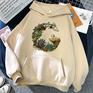 Áo hoodie họa tiết hoạt hình Spirited Away Nhật Bản vui nhộn phong cách thập niên 90