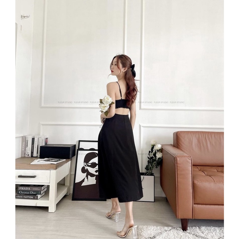 ĐẦM HAI DÂY ĐEN CUT OUT LƯNG XINH XẮN - PHELINA DRESS