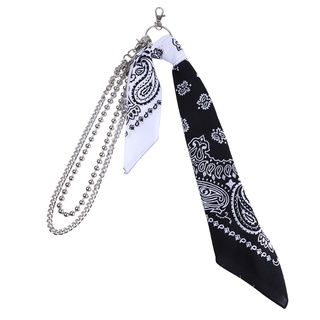 Hip Hop Contrast Color Paisley Biker Bandana with Waist Wallet Chain Pants Belt