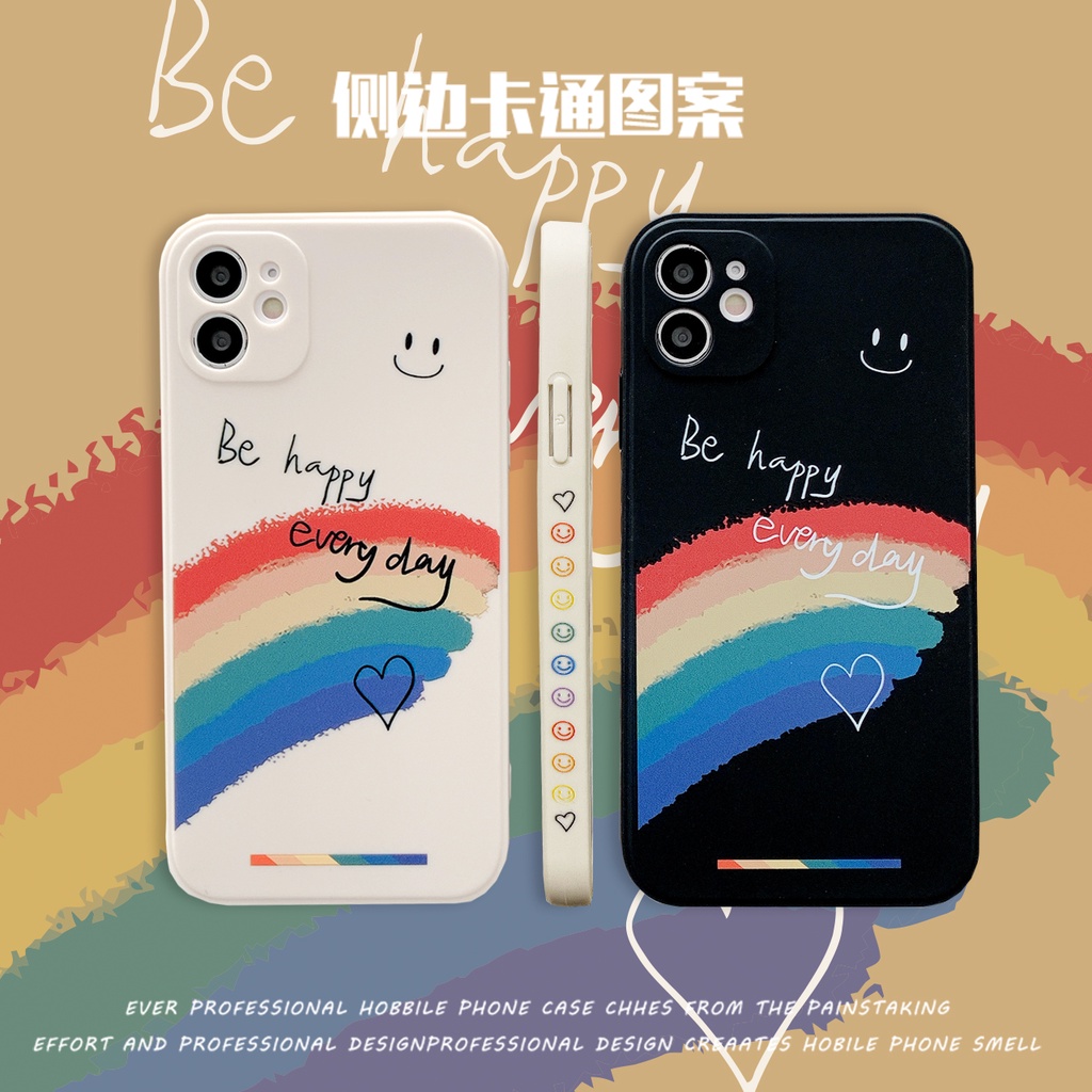 Ốp Điện Thoại Silicon TPU Mềm Hình Mặt Cười Cầu Vồng Cho IPhone 13 12 11 Pro Max 13 12 Mini XR X XS Max 8 7 6 6S Plus SE 2020