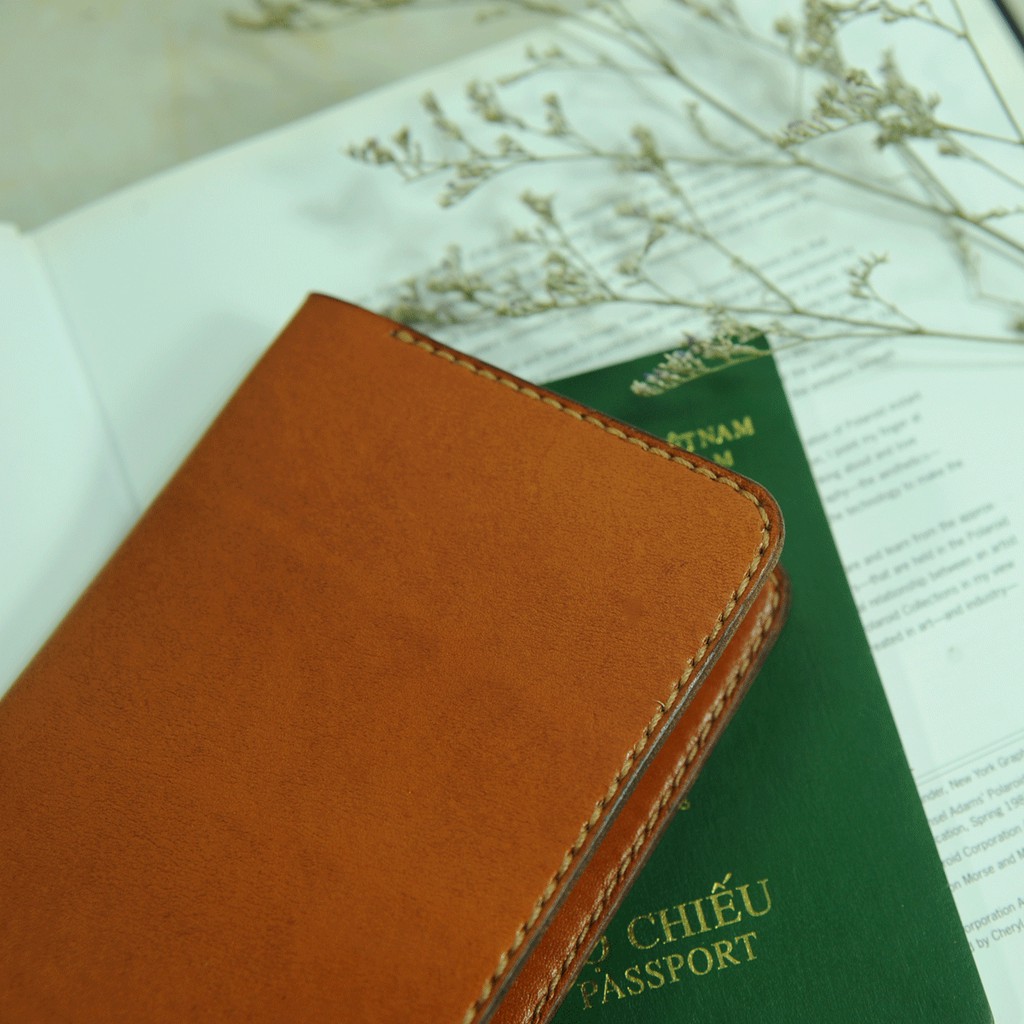 Mino Crafts - Ví da bọc hộ chiếu - Da bò nhập khẩu - Đồ da Handmade - Bìa sổ