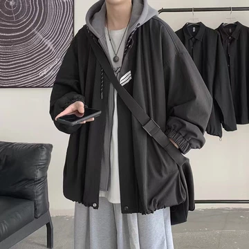 Áo Khoác Giả Hai Lớp Thời Trang Hàn Quốc Cho Nam áo khoác bomber nữ áo khoác có mũ simple áo khoác hai dây giả áo khoác nam cao cấp áo oversize nam