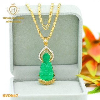 Dây Chuyền Nữ Titan, Vòng Cổ Mặt Quan Âm Đính Đá Xi Mạ Vàng Non 24k Cao Cấp Trang Sức Hava Hong Kong