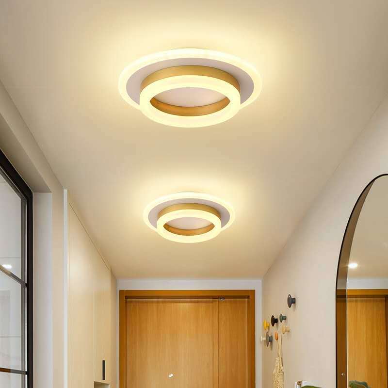 Đèn trần vuông hiện đại, đèn chùm vàng LED, phòng ngủ hành lang phòng khách đèn treo trang trí