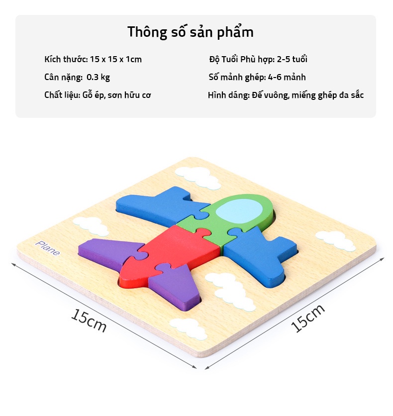 Mô tả Đồ Chơi Bảng Ghép Hình Gỗ Nổi 3D, Bộ Tranh Xếp Hình S-Kids Cho Bé Phát Triển Kỹ Năng. - 3