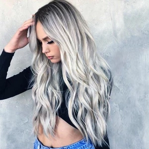 ⭐️ HÌNH THẬT⭐️ TÓC GIẢ BỘ C113 BẠCH KIM OMBER ĐEN