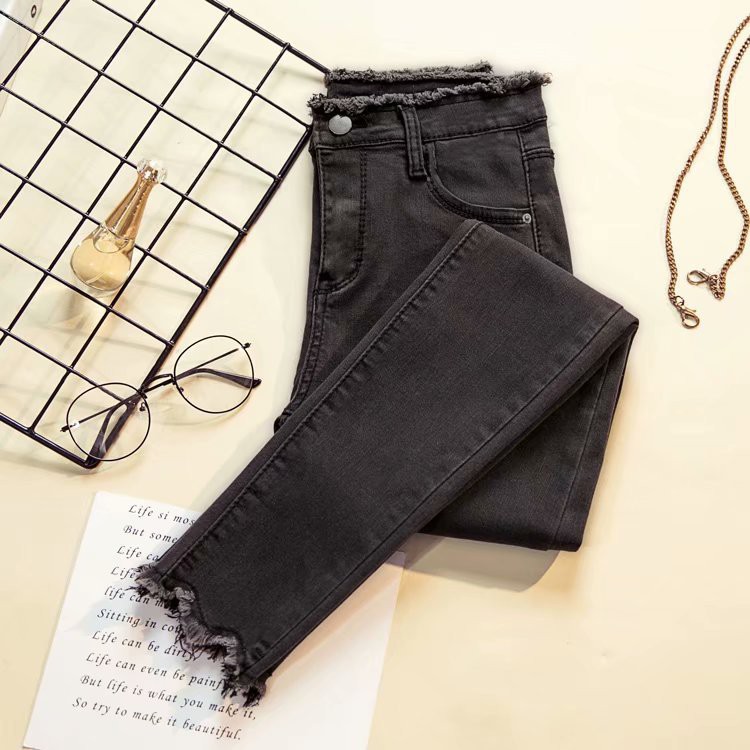QUẦN JEAN FORM ĐƠN GIẢN TUA RUA EO VÀ ỐNG QUẦN