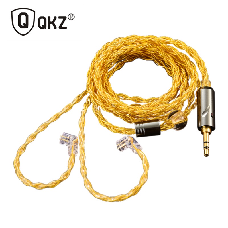 [Hàng mới đích thực] Dây nâng cấp mạ bạc tám sợi QKZ T1 Dây nâng cấp dòng mạ bạc 3,5 0,75 Dây nâng cấp tai nghe 2PIN Thích hợp cho KZ ZSN PRO