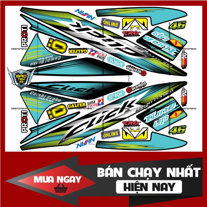 Tem rời dán xe Click 110 Tune up xanh ngọc dán xe đen - Bi Decal ...