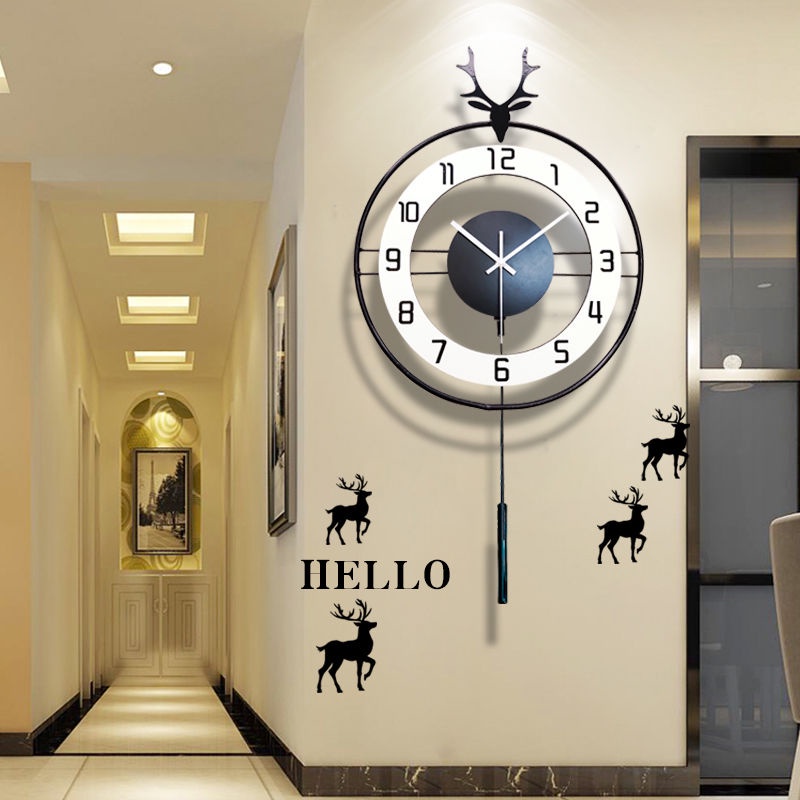 Đồng hồ treo tường lớn cho phòng khách, Đồng hồ xoay hiện đại đầu hươu ...